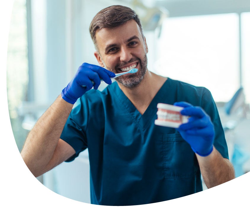 dentist brushing teeth