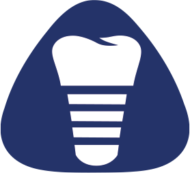 tooth icon on triangular blue background