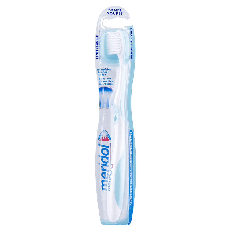 Meridol gum health toothbrush on carton