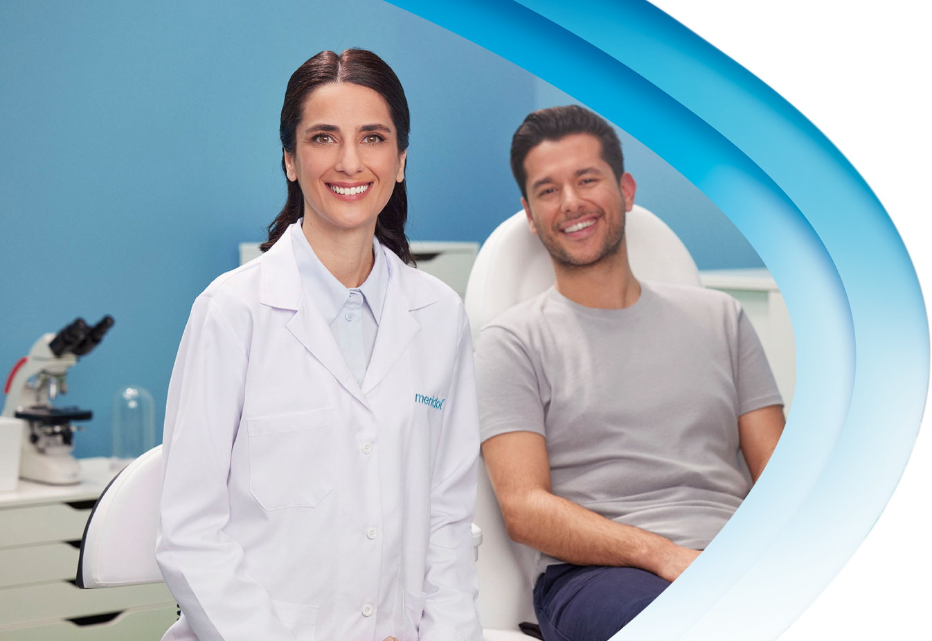 dentist and patience smilling